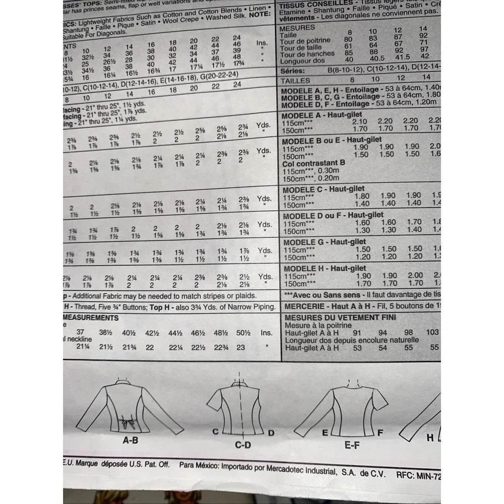 McCalls 8850 Button Front Top Pattern Misses Size 10-14 Uncut 1990s Vintage